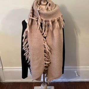 Super long fringedTan/Taupe colored wrap Scarf
